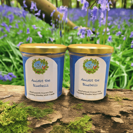 Amidst the Bluebells scented candle with wooden wick-Oak and Holly